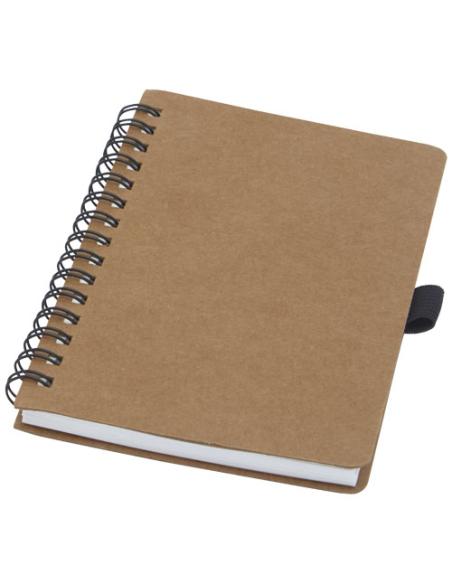 Libreta de tamaño A6 de cartón reciclado con espiral y papel de piedra N60337701