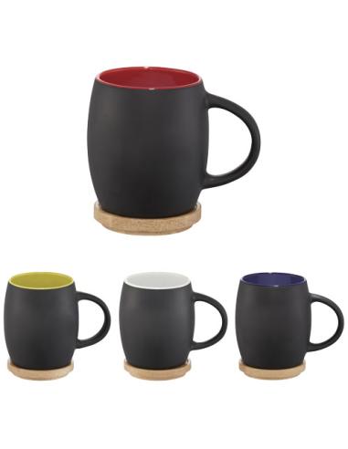 Taza de cerámica de 400 ml con base de madera N00664001