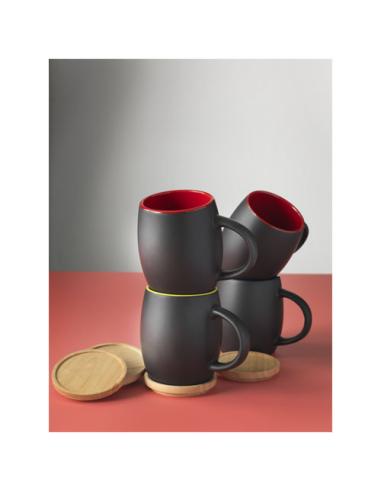 Taza de cerámica de 400 ml con base de madera N00664001