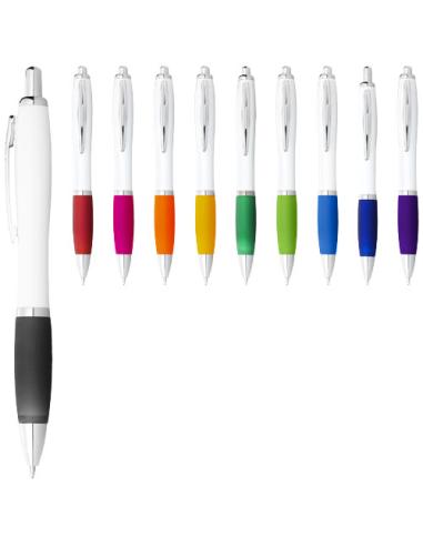 Bolígrafo blanco con empuñadura de color (tinta negra) N80173601