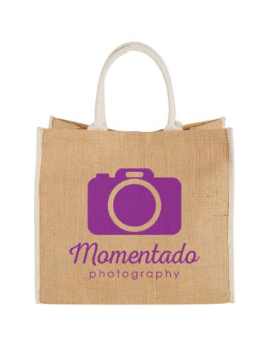 Bolsa Tote de yute con bordes contrastados N00281021