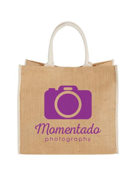Bolsa Tote de yute con bordes contrastados N00281021