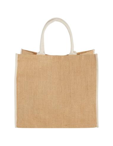 Bolsa Tote de yute con bordes contrastados N00281021