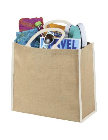 Bolsa Tote de yute con bordes contrastados N00281021