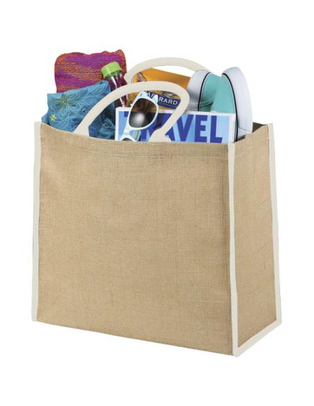 Bolsa Tote de yute con bordes contrastados N00281021