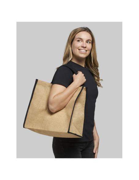 Bolsa Tote de yute con bordes contrastados N00281021