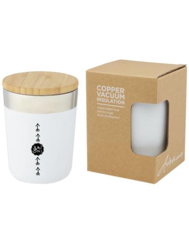 Vaso de 330 ml de acero inoxidable con aislamiento al vacío de cobre y tapa de bambú N10076001