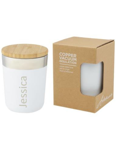 Vaso de 330 ml de acero inoxidable con aislamiento al vacío de cobre y tapa de bambú N10076001