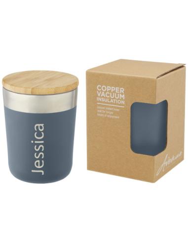 Vaso de 330 ml de acero inoxidable con aislamiento al vacío de cobre y tapa de bambú N05076001