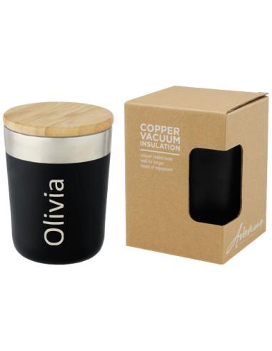 Vaso de 330 ml de acero inoxidable con aislamiento al vacío de cobre y tapa de bambú N09076001