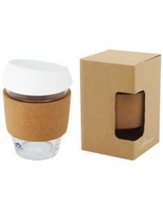 Vaso de vidrio borosilicato de 360 ml con agarre de corcho y tapa de silicona N10566001 2