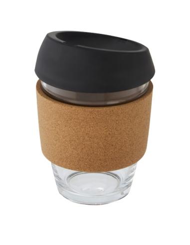 Vaso de vidrio borosilicato de 360 ml con agarre de corcho y tapa de silicona N09566001