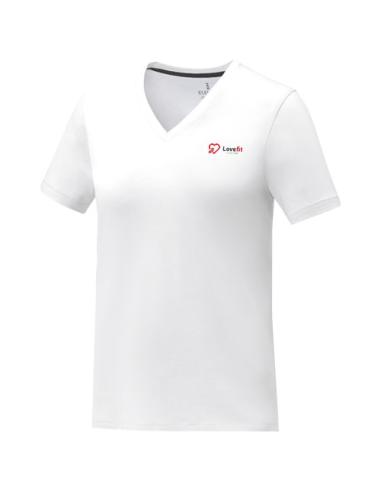 Camiseta de manga corta y cuello en V para mujer N01013083