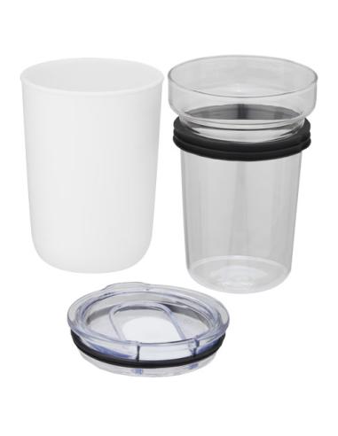 Vaso de vidrio de 420 ml con pared exterior de plástico reciclado N10576001