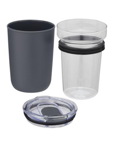 Vaso de vidrio de 420 ml con pared exterior de plástico reciclado N28576001