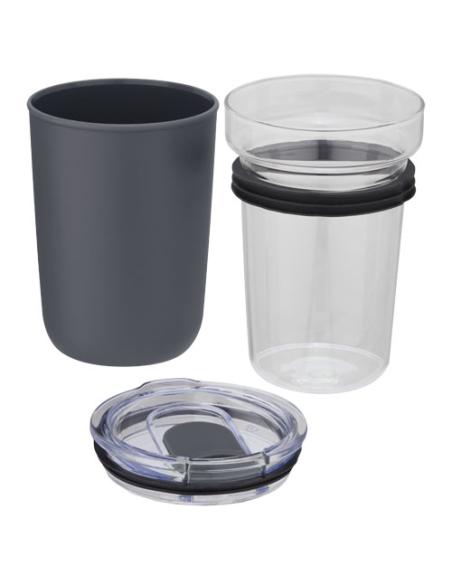Vaso de vidrio de 420 ml con pared exterior de plástico reciclado N28576001