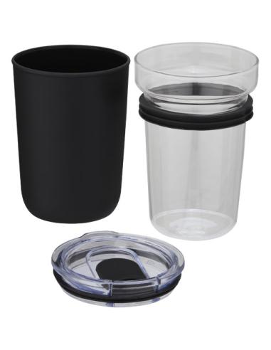 Vaso de vidrio de 420 ml con pared exterior de plástico reciclado N09576001
