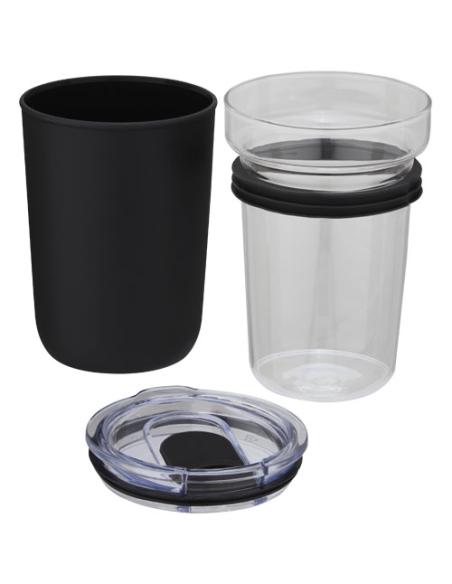 Vaso de vidrio de 420 ml con pared exterior de plástico reciclado N09576001