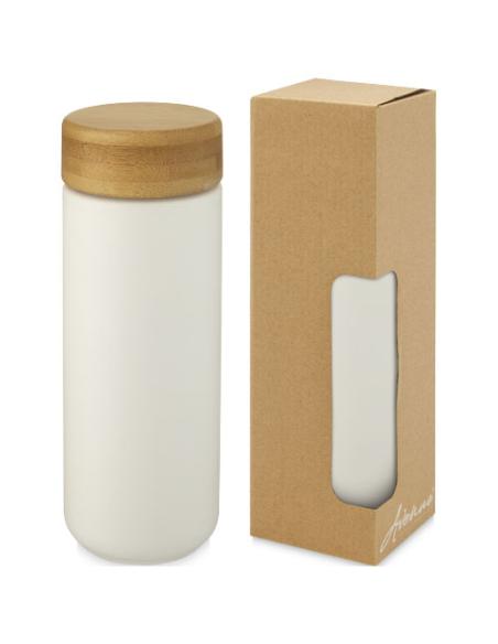 Vaso de cerámica de 300 ml con tapa de bambú N10507001