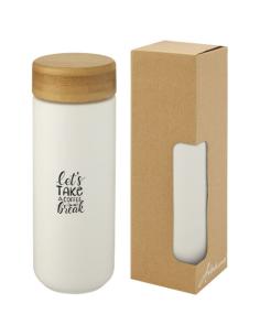 Vaso de cerámica de 300 ml con tapa de bambú N10507001 2