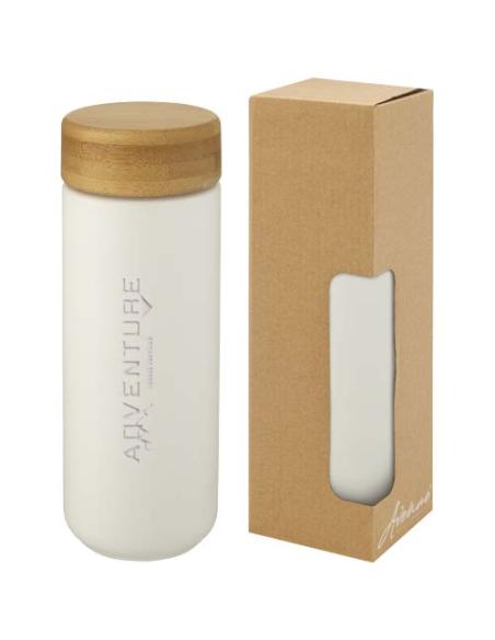 Vaso de cerámica de 300 ml con tapa de bambú N10507001