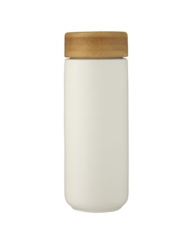 Vaso de cerámica de 300 ml con tapa de bambú N10507001