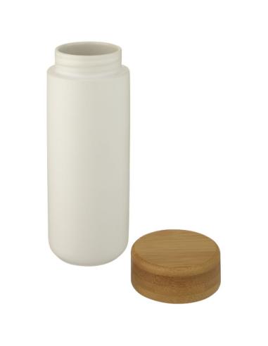 Vaso de cerámica de 300 ml con tapa de bambú N10507001