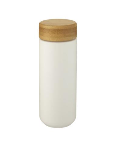 Vaso de cerámica de 300 ml con tapa de bambú N10507001