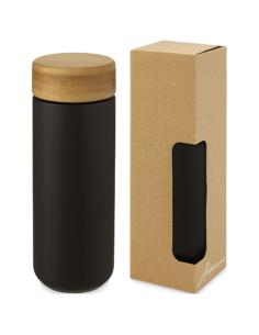 Vaso de cerámica de 300 ml con tapa de bambú N10507001