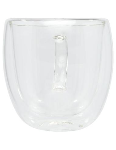 Dos tazas de vidrio de doble pared de 250 ml con posavasos de bambú N10513311