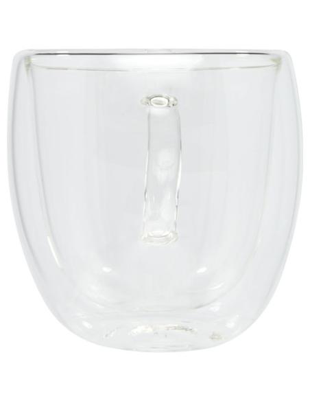 Dos tazas de vidrio de doble pared de 250 ml con posavasos de bambú N10513311