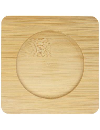 Dos tazas de vidrio de doble pared de 250 ml con posavasos de bambú N10513311