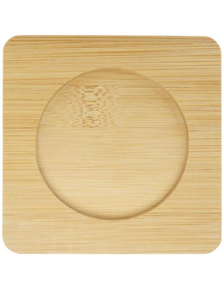 Dos tazas de vidrio de doble pared de 250 ml con posavasos de bambú N10513311