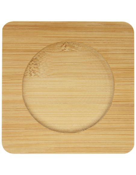 Dos tazas de vidrio de doble pared de 350 ml con posavasos de bambú N10613311