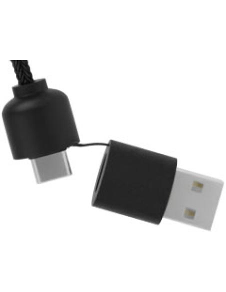 Cable de carga de 40 W 5 en 1 de PET reciclado con logo retroiluminado y estuche cuadrado de madera N12270XP2