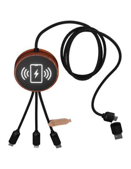 Cable de carga 5 en 1 de PET reciclado con logo retroiluminado y base de carga de 10 W N17370XP2