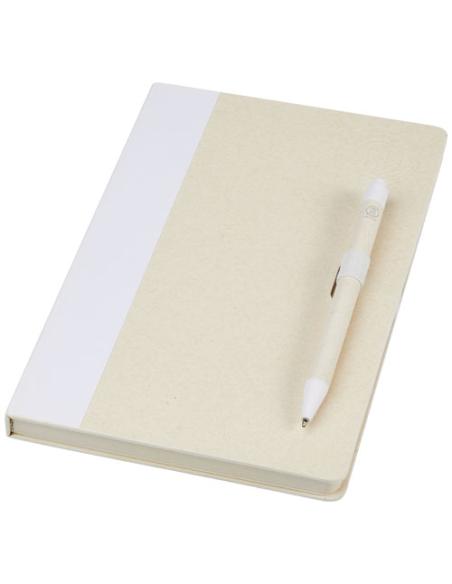 Set de libreta de referencia de tamaño A5 y bolígrafo fabricados con cartones de leche reciclados N10118701