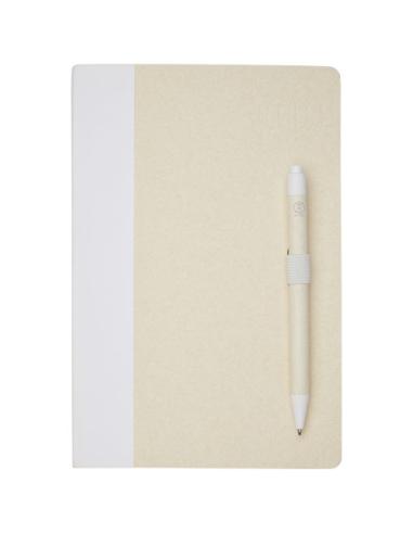 Set de libreta de referencia de tamaño A5 y bolígrafo fabricados con cartones de leche reciclados N10118701