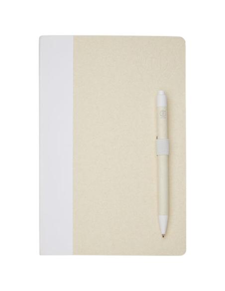 Set de libreta de referencia de tamaño A5 y bolígrafo fabricados con cartones de leche reciclados N10118701