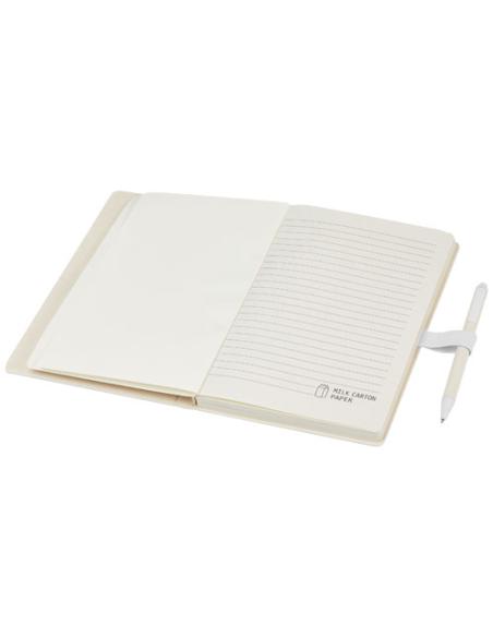 Set de libreta de referencia de tamaño A5 y bolígrafo fabricados con cartones de leche reciclados N10118701