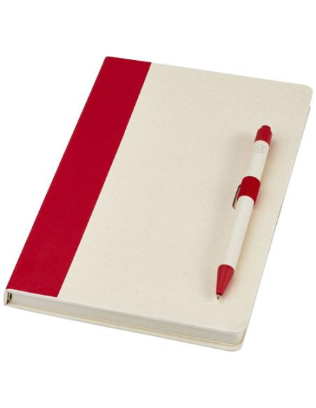 Set de libreta de referencia de tamaño A5 y bolígrafo fabricados con cartones de leche reciclados N12118701