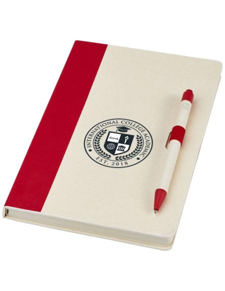 Set de libreta de referencia de tamaño A5 y bolígrafo fabricados con cartones de leche reciclados N12118701