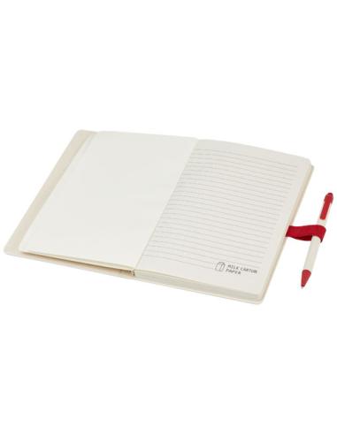 Set de libreta de referencia de tamaño A5 y bolígrafo fabricados con cartones de leche reciclados N12118701
