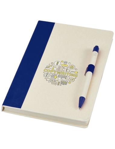Set de libreta de referencia de tamaño A5 y bolígrafo fabricados con cartones de leche reciclados N25118701