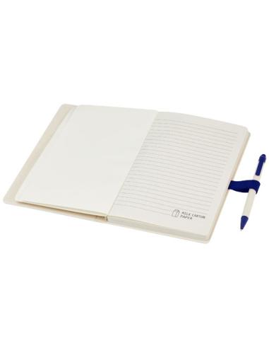 Set de libreta de referencia de tamaño A5 y bolígrafo fabricados con cartones de leche reciclados N25118701