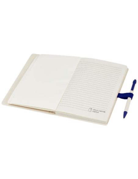 Set de libreta de referencia de tamaño A5 y bolígrafo fabricados con cartones de leche reciclados N25118701
