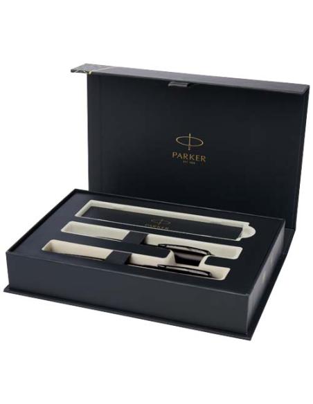 Parker set de bolígrafo y rollerball acromático con caja de regalo (tinta negra/azul) N28028701