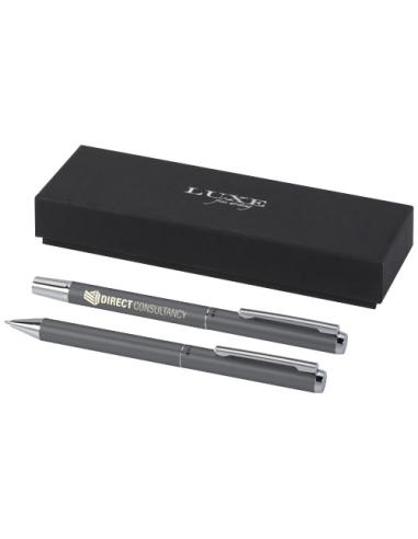 Set de regalo de bolígrafo y rollerball de aluminio reciclado (tinta negra) N28838701