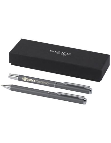 Set de regalo de bolígrafo y rollerball de aluminio reciclado (tinta negra) N28838701