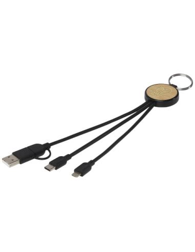 Cable de carga 6 en 1 de plástico reciclado/bambú con llavero N09523421